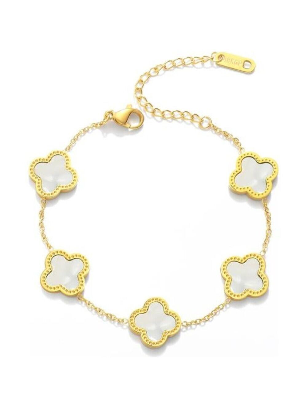Womens 18K Gold Plated Clover Bracelet Adjustable Lucky Charm Gift for Mom